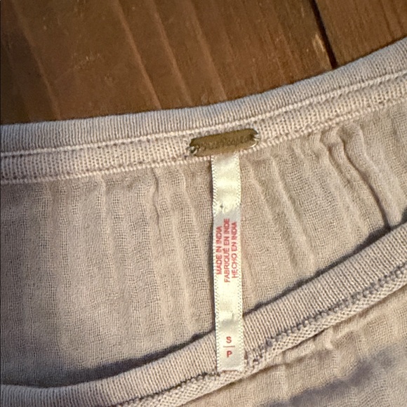 Free People Beige and Black Striped Short Sleeve Tee - Picture 2 of 4